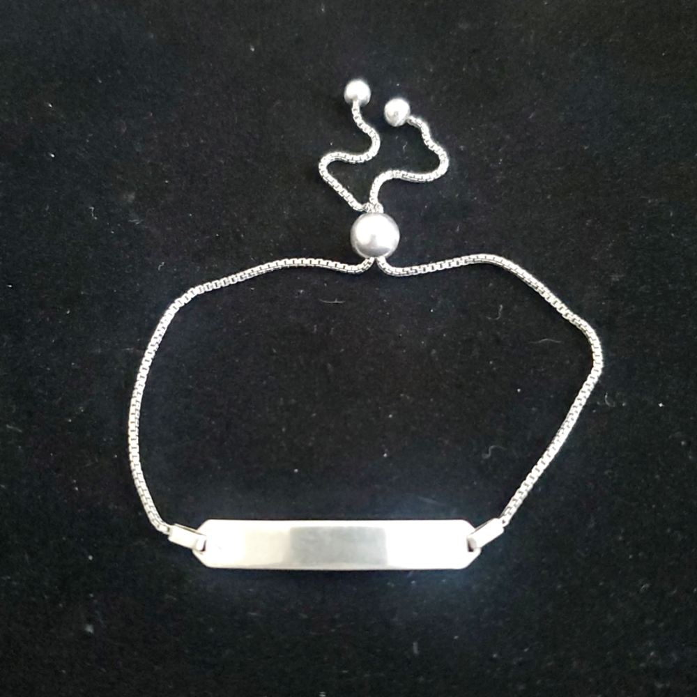 925 Sterling Silver Adjustable Slider Identity Bracelet 